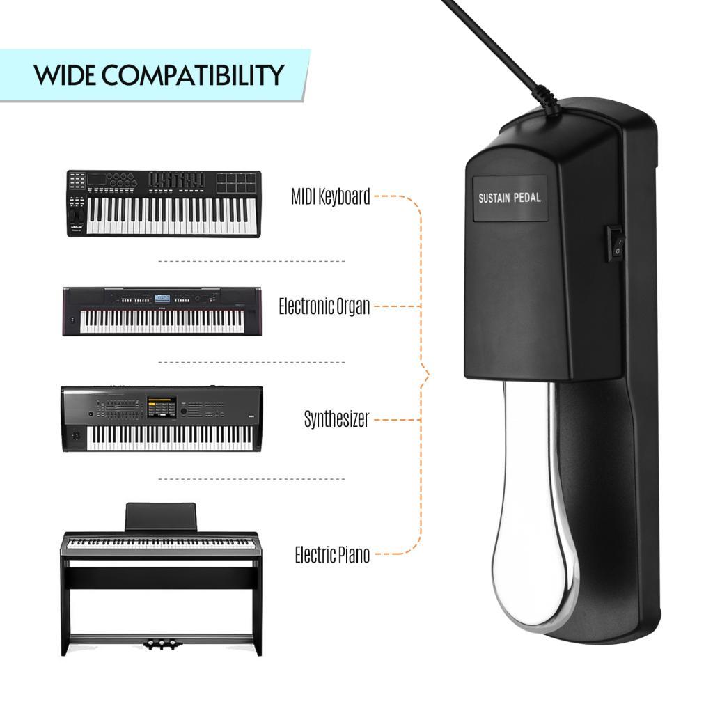 jodyaccessories.br fangzi Piano Sustain Keyboard Damper Plugue de 6,35 mm compatível com teclados MIDI de órgão