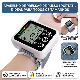 Monitor Inteligente de Pressão Digital, Medidor de Pulso com Voz e Alta Precisão