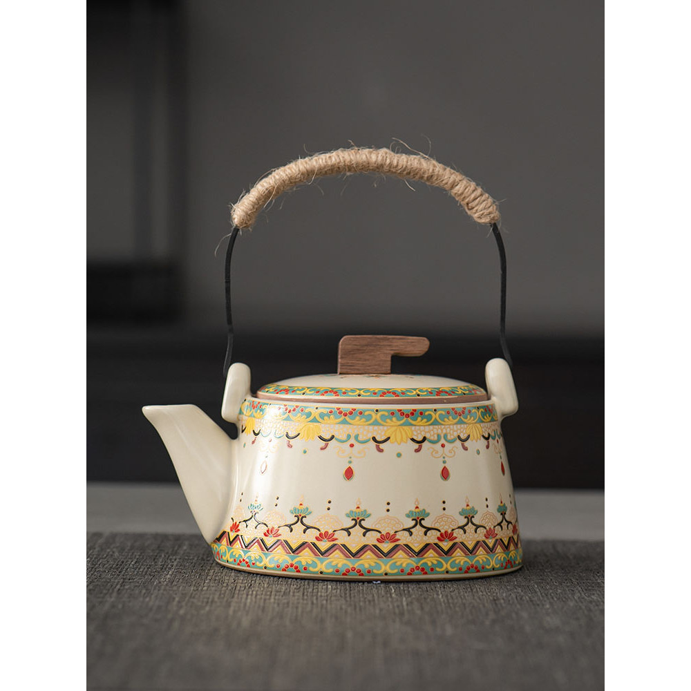 Dunhuang Ru forno pote de feixe de elevação artesanal cerâmica Kung Fu conjunto de chá único pote escritório High-End pe