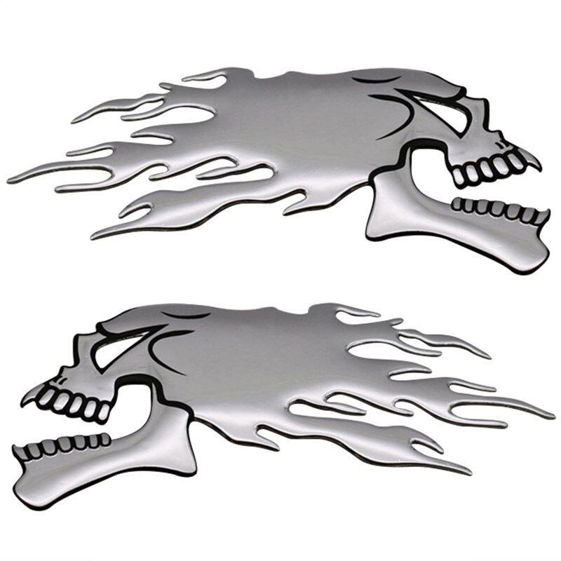 Adesivo Decorativo 3D de Crânio em Chamas, Adequado para Tanque de Combustível de Motocicleta e Logotipo de Veículo Elét