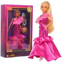 Boneca Anlily Coleção Vestido De Festa Articulada Acessórios Rosa - Castela