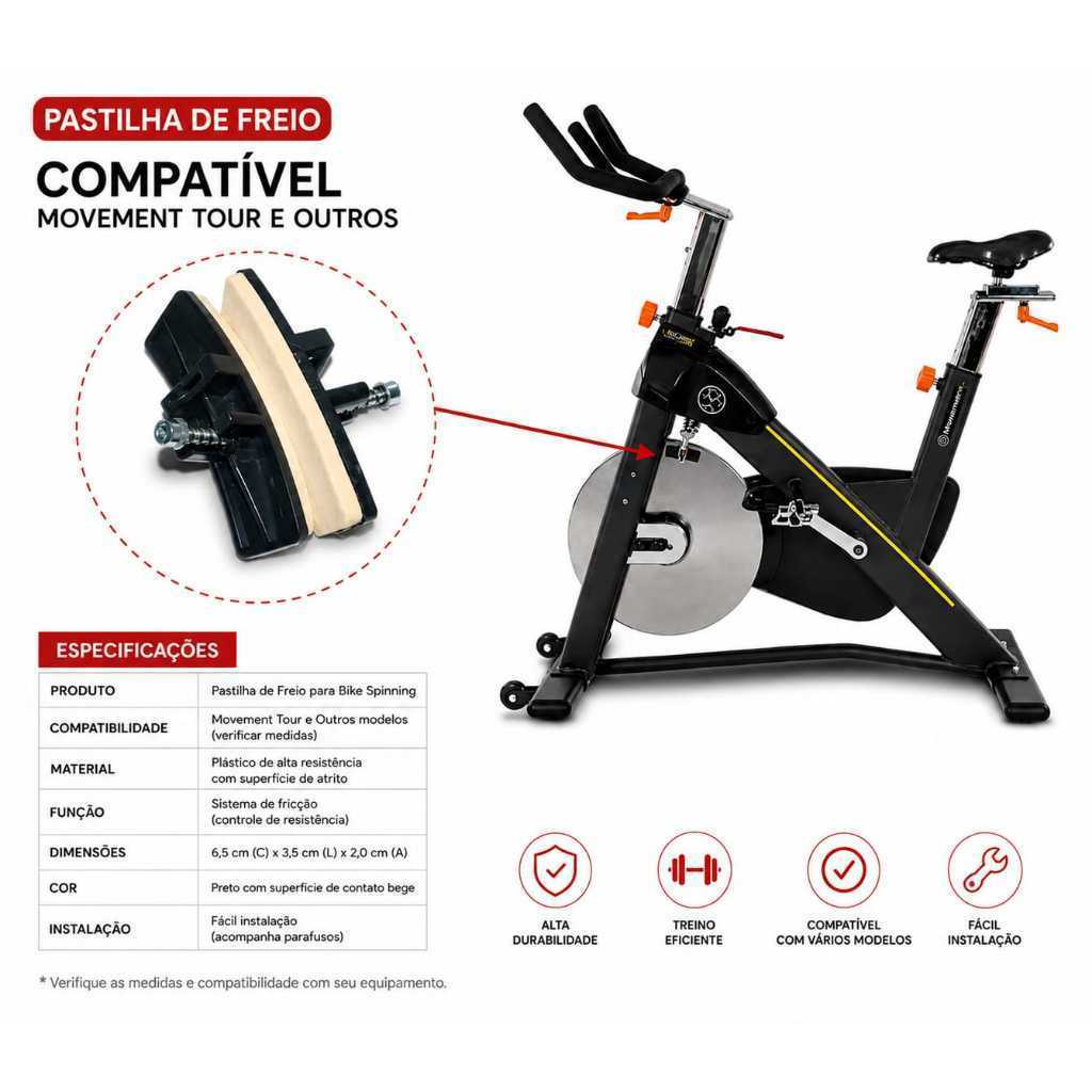 Pastilha de Freio Bicicleta Sppining - Par / Compativel com Bike Movement