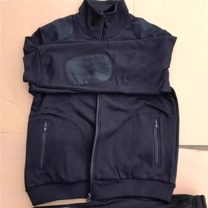 Novo exército Asahi fábrica azul marinho antiestático velo treinamento terno masculino inverno quente lazer esportes rou