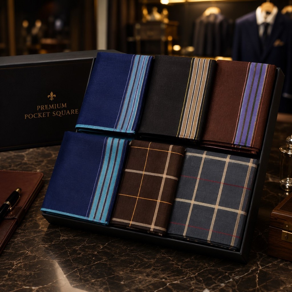 Kit Lenço de Bolso Masculino Social Pocket Square Para Blazer Terno Casamento Festa 3 ou 6 Unidades