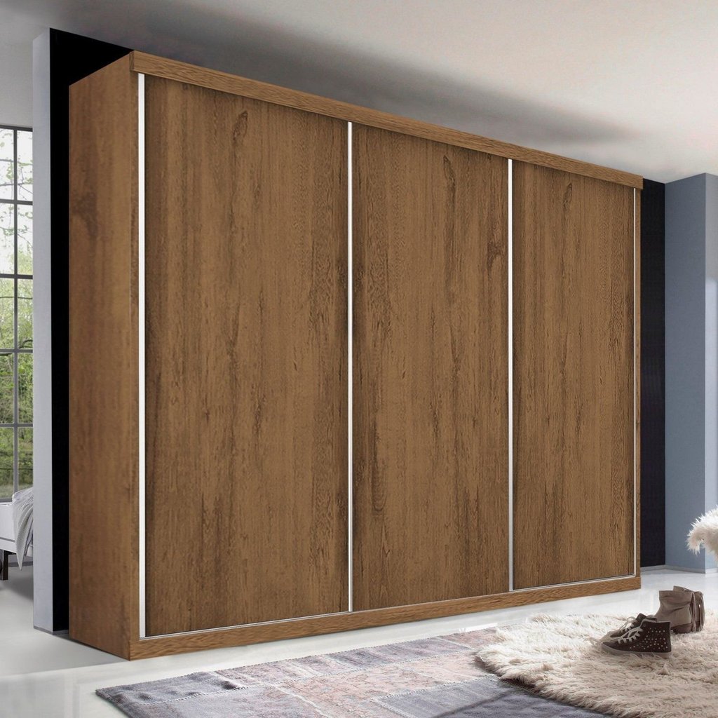 Guarda Roupa Casal Premium Pearl 205,9cm 3 Portas 4 Gavetas Yescasa Marrom/Freijó Freijó