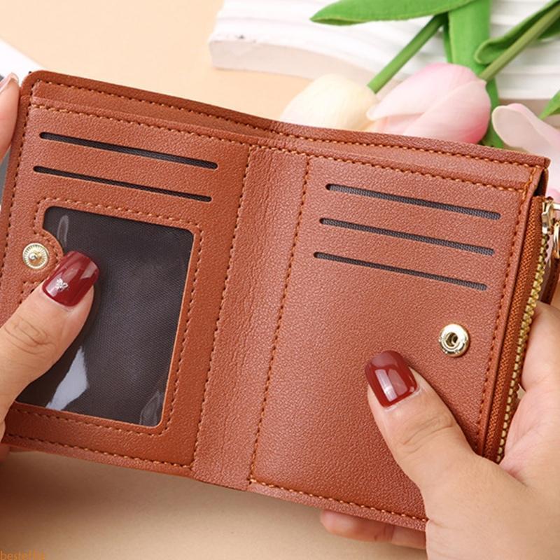 BES Trendy Wallet Espaço Armazenamento Flexível Soft Bolsa Moedas Couro PU