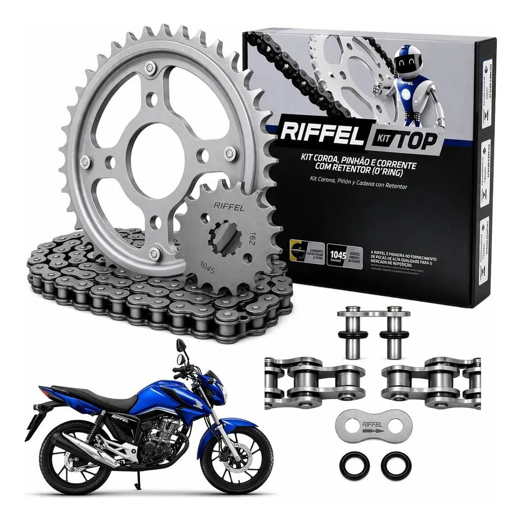 Kit Relação Transmissão Tração Cg Titan160 Riffel C/retentor