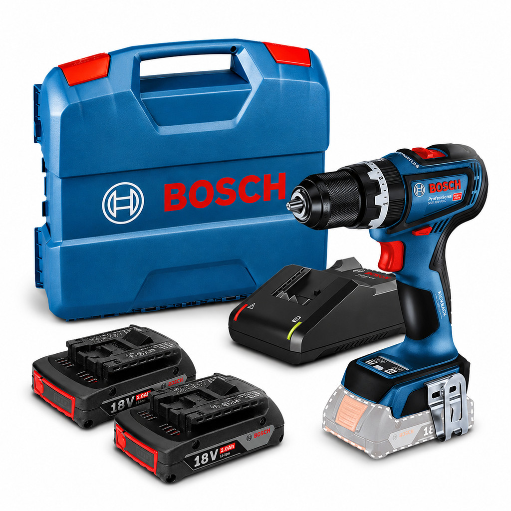 Furadeira de Impacto GSB 18V-90C Bosch Parafusadeira Brushless 18V Carregador 2 Baterias Maleta