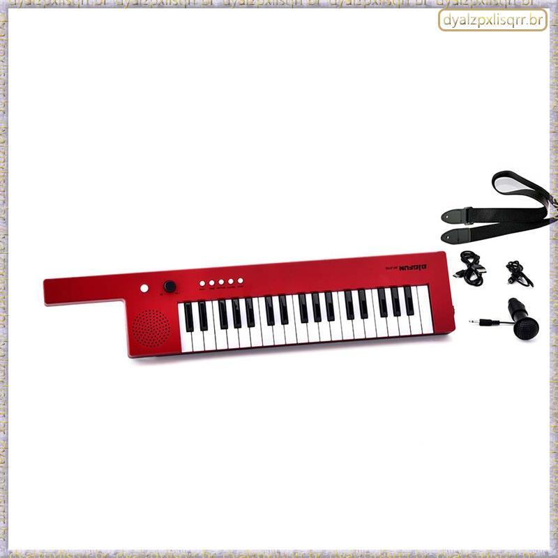 [Fsp] Teclado Eletrônico Portátil De 37 Teclas Piano Mini Órgão Estilo Guitarra Musical , Vermelho