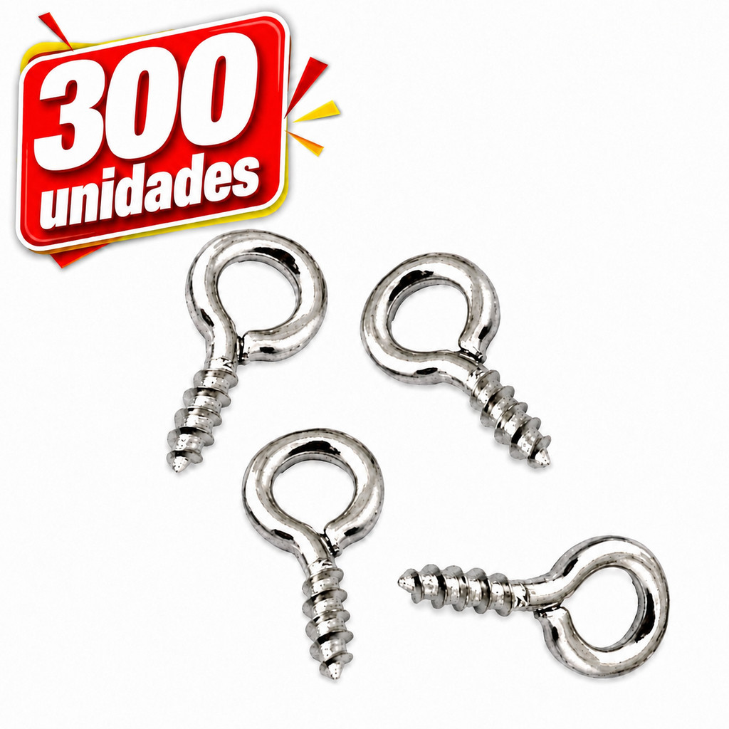 Mini Pitão Prata 4x8mm Kit 300 Unidades Pino Argola Rosca para Chaveiro Pingente Resina Artesanato