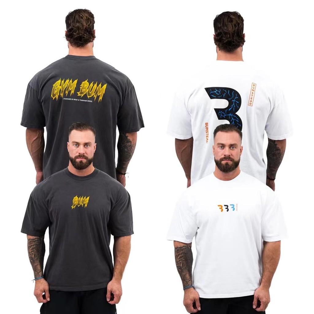 C Bulkris Solto Puro Algodão Camiseta de Manga Curta Musculação Esportes Lazer Respirável Transpiração Homens Mulheres T