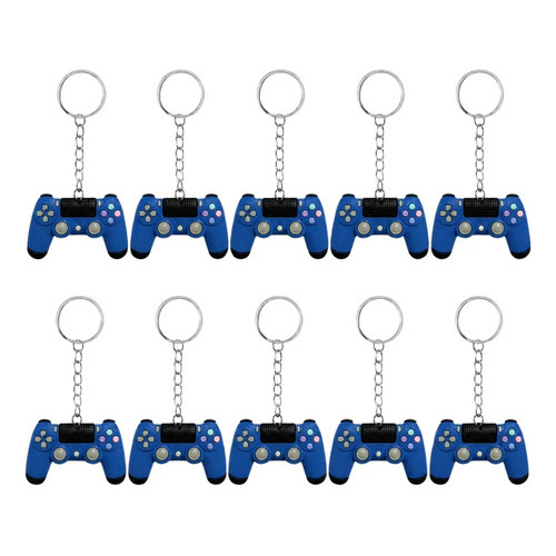 Kit 10 Chaveiros Gamer Controle Videogame Emborrachado Azul