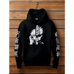 Moletom Blusa de Frio Premium Canguru Manga Jujutsu Kaisen Gojo Satoru Streetwear Unissex