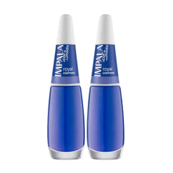 Kit 2 Esmalte Impala A Cor Da Moda Unha Azul Royal Cremoso