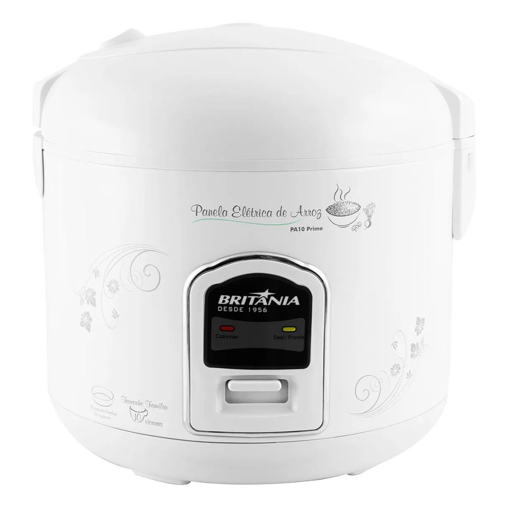 Panela Elétrica de Arroz Britânia PA10 Prime 700W Branca 10 Xícaras 110V em Oferta na Shopee