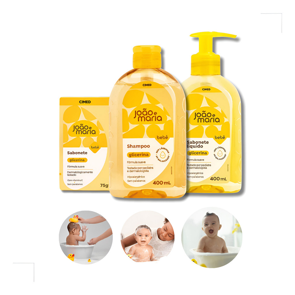Kit Sabonete Em Barra + Shampoo Glicerina + Sabonete Líquido