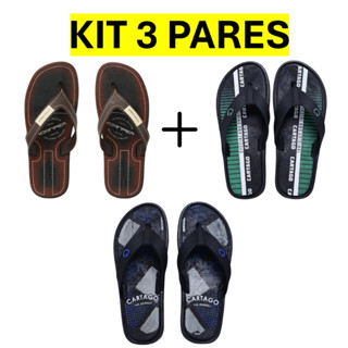 Kit 3 Chinelo Masculino Sandália Borracha Macia Resistente Dia a Dia em Oferta na Shopee