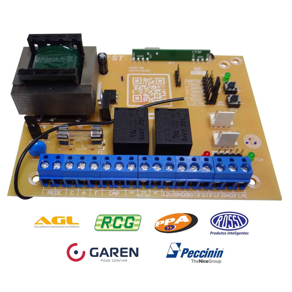 Placa Central Motor Portão Eletrônico Universal Ipec Garen RCG PPA 433,92Mhz