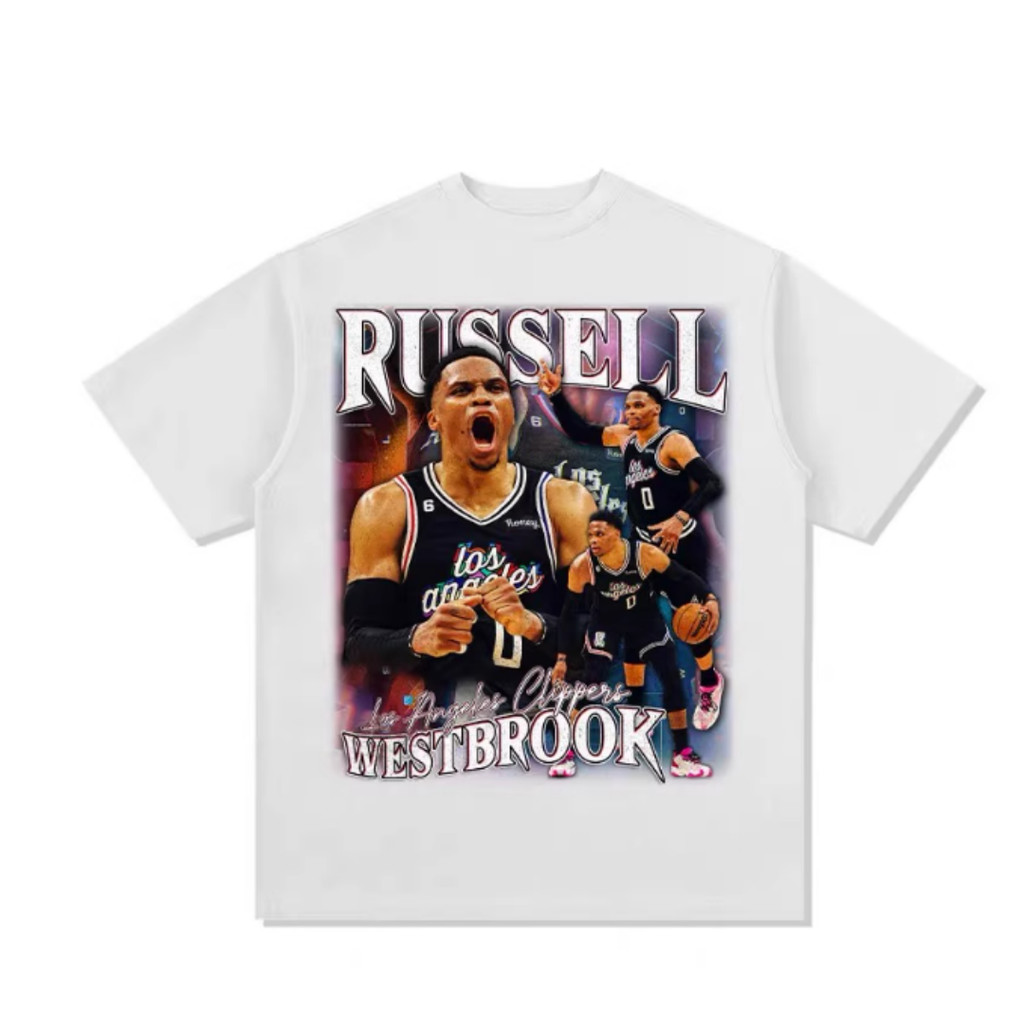 Camiseta Estampada Solta E Estilosa Da Estrela Do Basquete Westbrook, Camiseta Unissex De Algodão Macio E Respirável