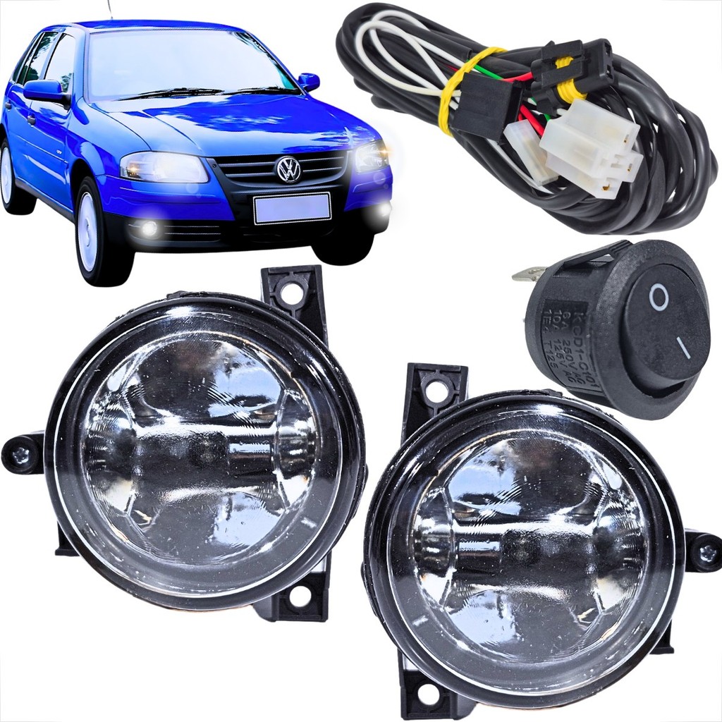 KIT FAROL DE MILHA GOL PARATI SAVEIRO G4 BOTAO TIC TAC 2 PINOS