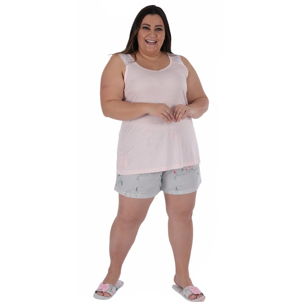 Pijama plus size verão short doll regata MADAM feminino Victory
