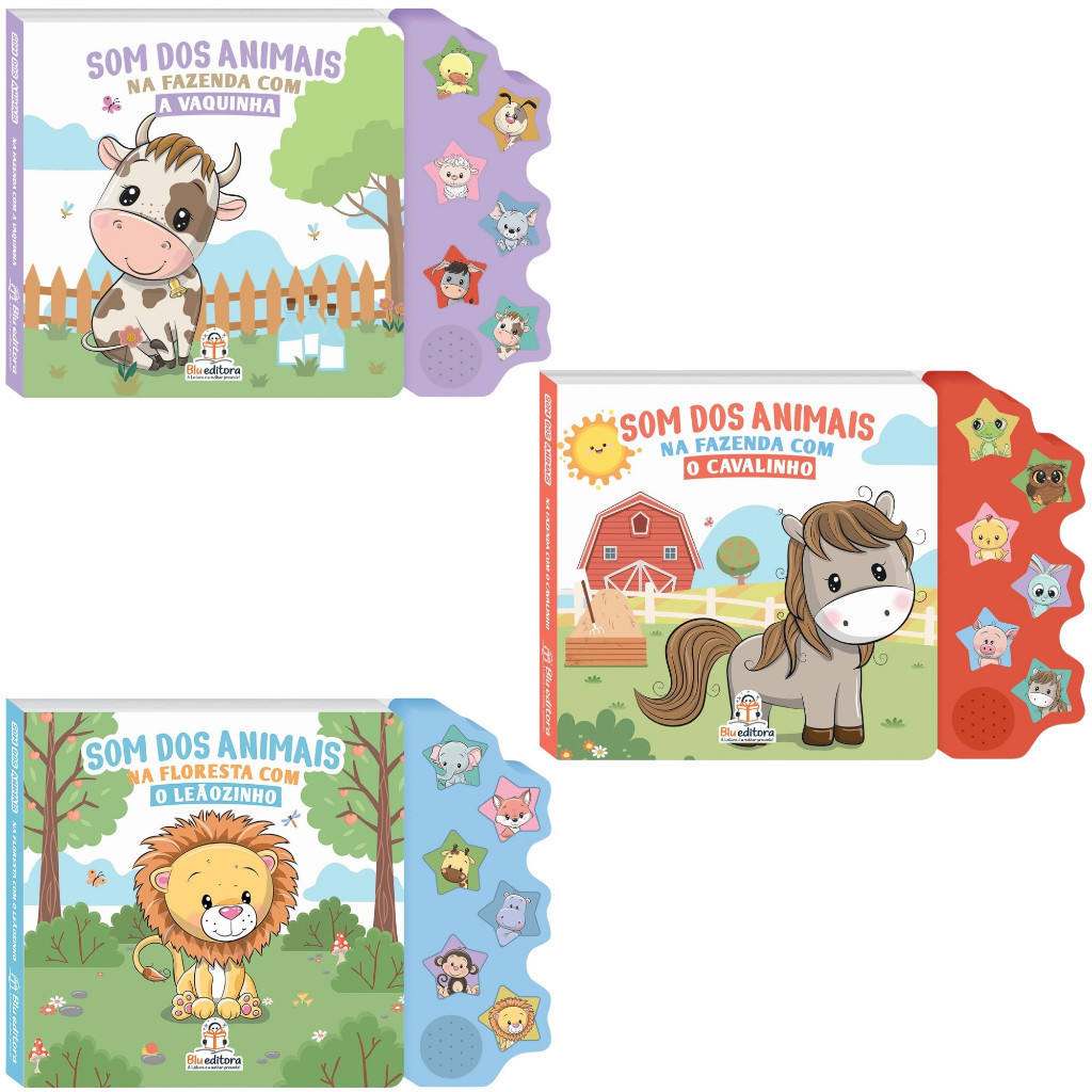 Sons Dos Animais: Leãozinho/Cavalinho/Vaquinha -Pilhas Inclusas - Livro Com Filhos De Animais - Presente Infantil em Oferta na Shopee