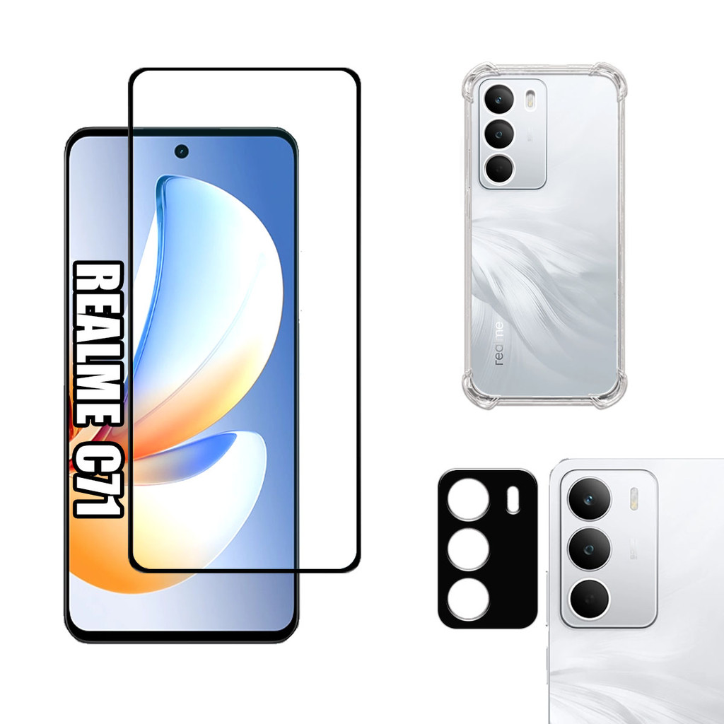 KIT Para Realme C71 - Película de Vidro 3D - Capa - Câmera