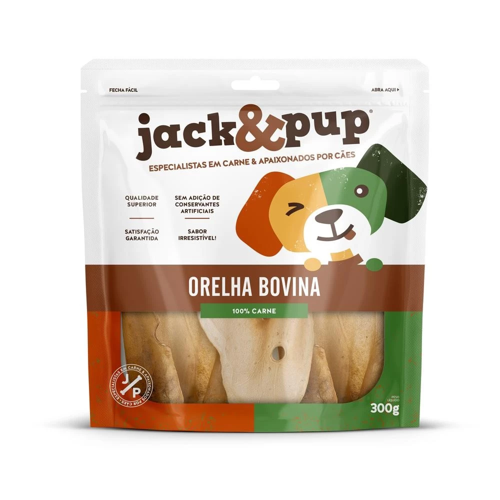 Petisco Jack&pup Body Parts Orelha Bovina Para Cães 300g