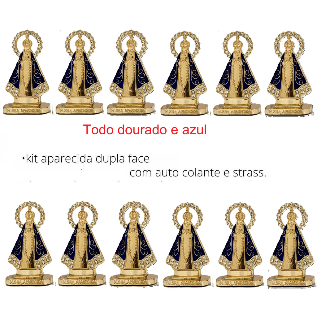 Kit C/12 Santinha Nossa Senhora  Aparecida Dourado/Azul/Dourado - Sagrado em Oferta na Shopee
