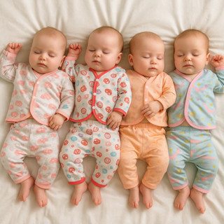 Kit 8 Peças 4 Conjunto Pijama Bebê Menino Menina Manga Longa 0 a 3 meses Confortavel em Oferta na Shopee