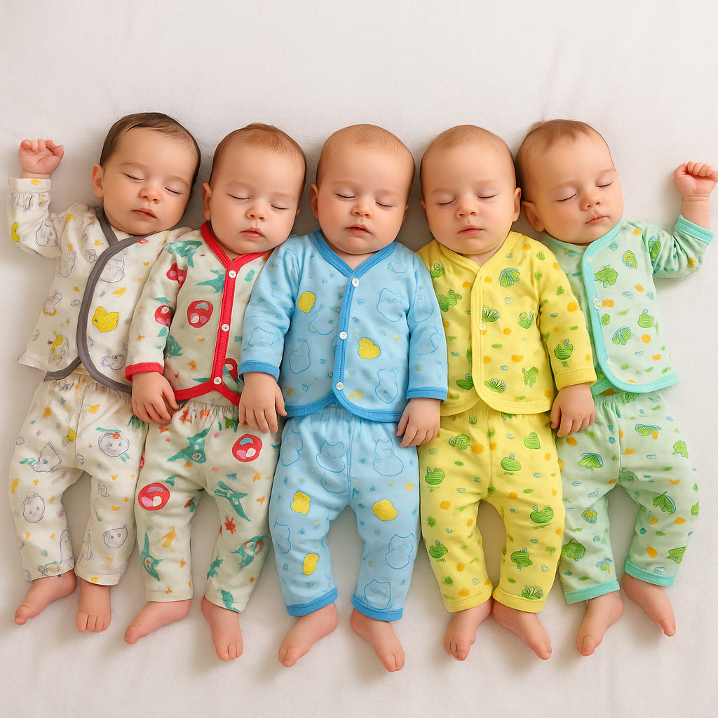 Kit 10 Peças 5 Conjunto Pijama Bebê Menino Menina Manga Longa 0-4 meses Confortável em Oferta na Shopee