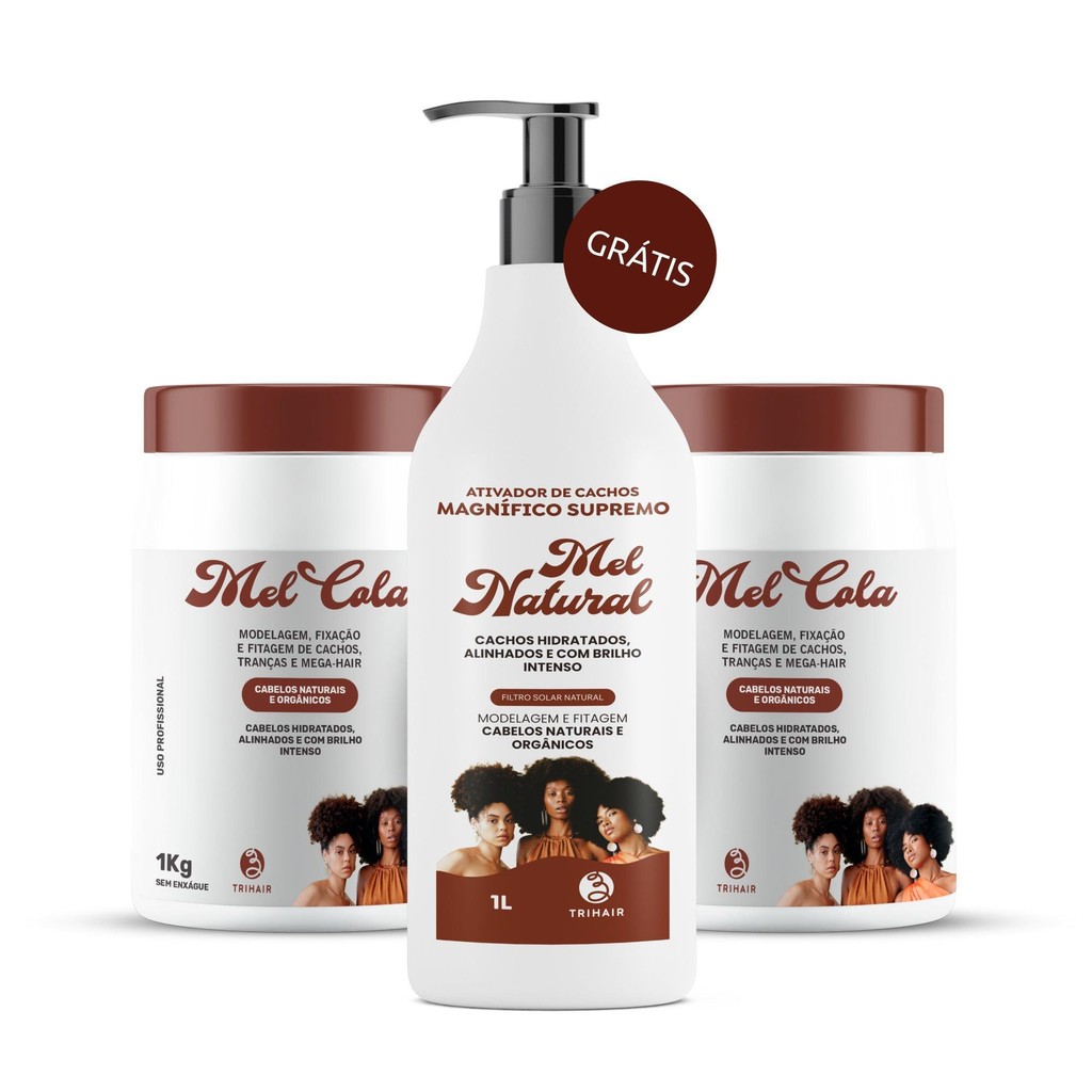 2 Mel Cola Trihair - 1kg + Ativador Mel Natural 1kg