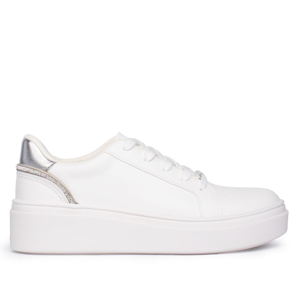 Tênis Feminino Vizzano Pelica Detalhe Prata Branco em Oferta na Shopee