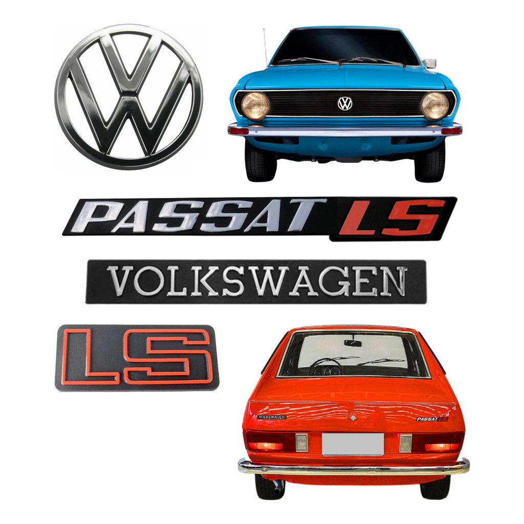 Emblemas Passat Ls Vermelho Volks Ls + Vw Da Grade - 73 À 82