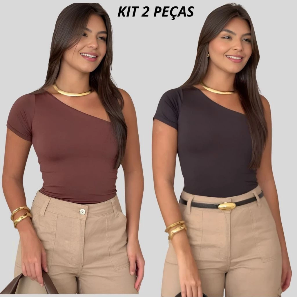Kit 2 Blusa Feminina Mula Manca Suplex com Forro – Moda Blogueira Básica e Confortável — imagem 1