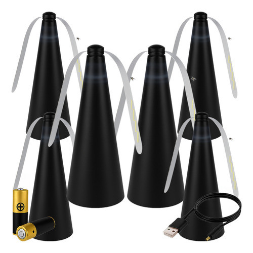 Kit 6 Ventilador Repelente de Mesa Espanta Mosca Mosquito Inseto Preto Hastes Flexíveis
