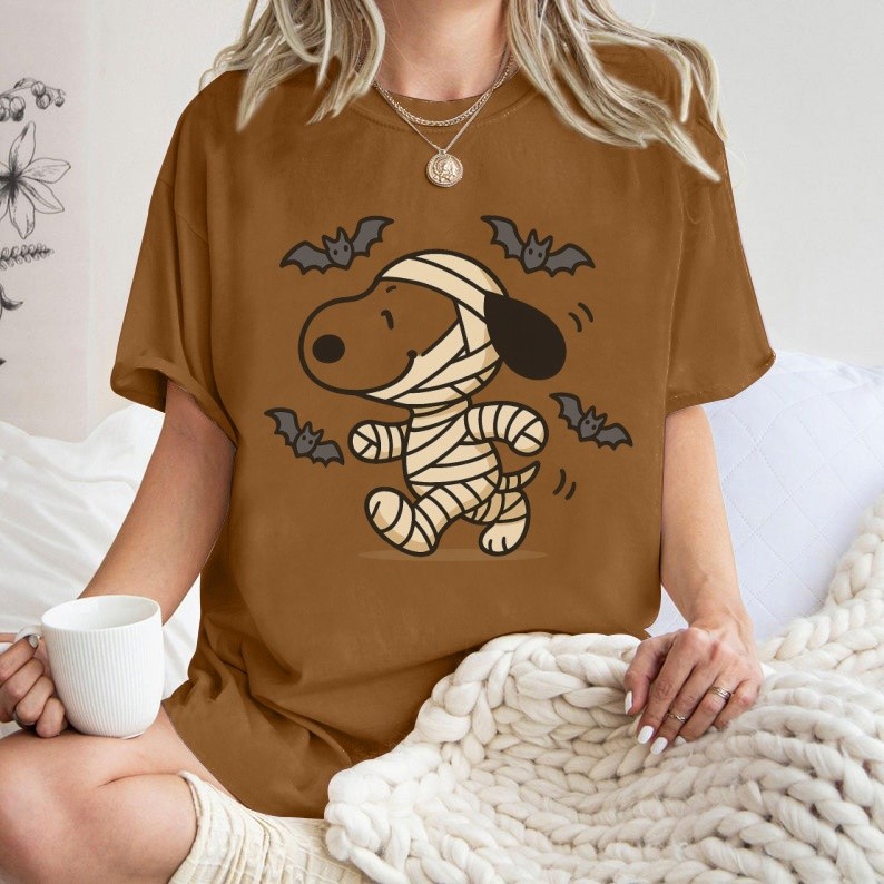 [Camiseta Premium Algodão Puro]LA Camisa Snoopy Feminina de Halloween Camiseta Oversized Blusa Snoopy Desenho Algodão#8