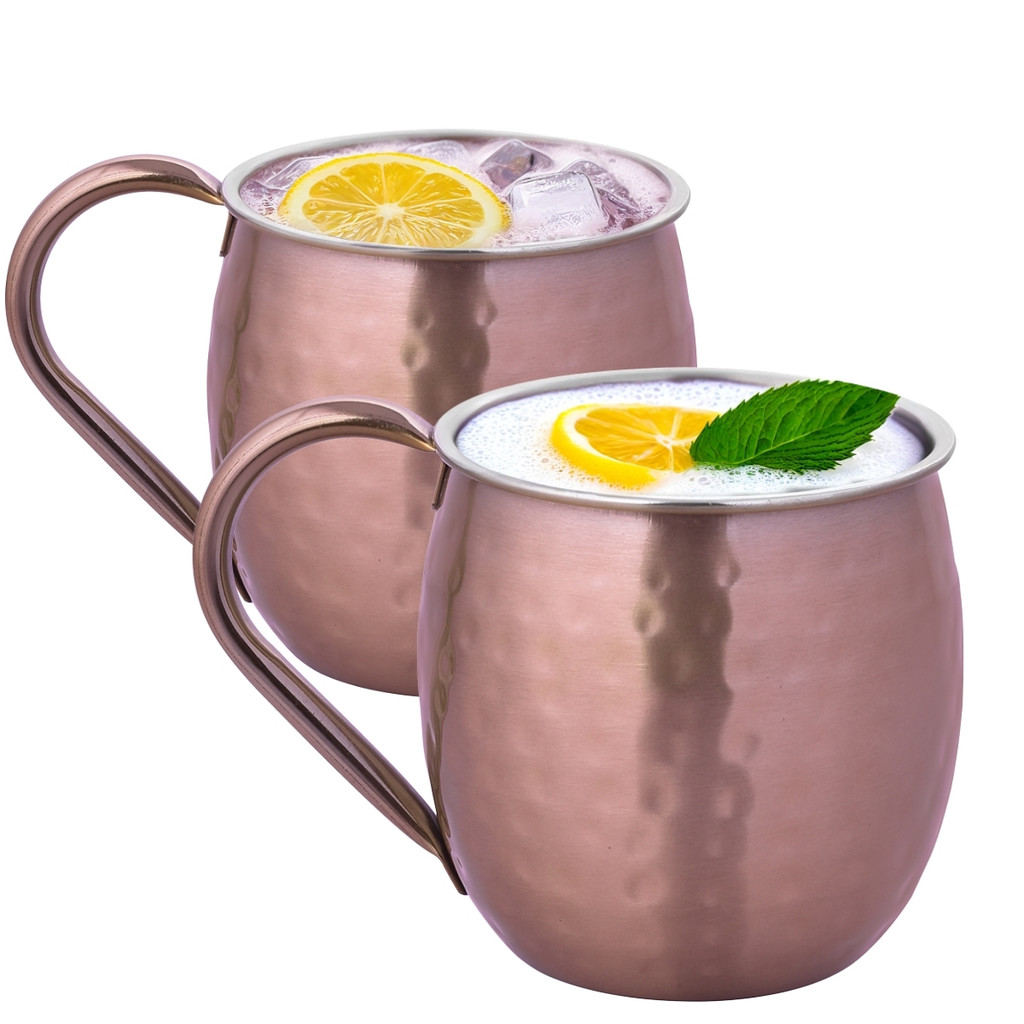 Kit 2 Canecas Moscow Mule Aço Inox Martelada Coquetéis Drink Bar Barman 500ml Class Home