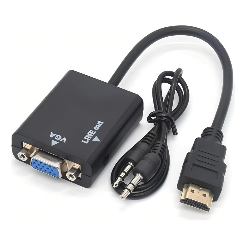 Cabo Adaptador Conversor Hdmi Para Vga Monitor Audio C/ P2