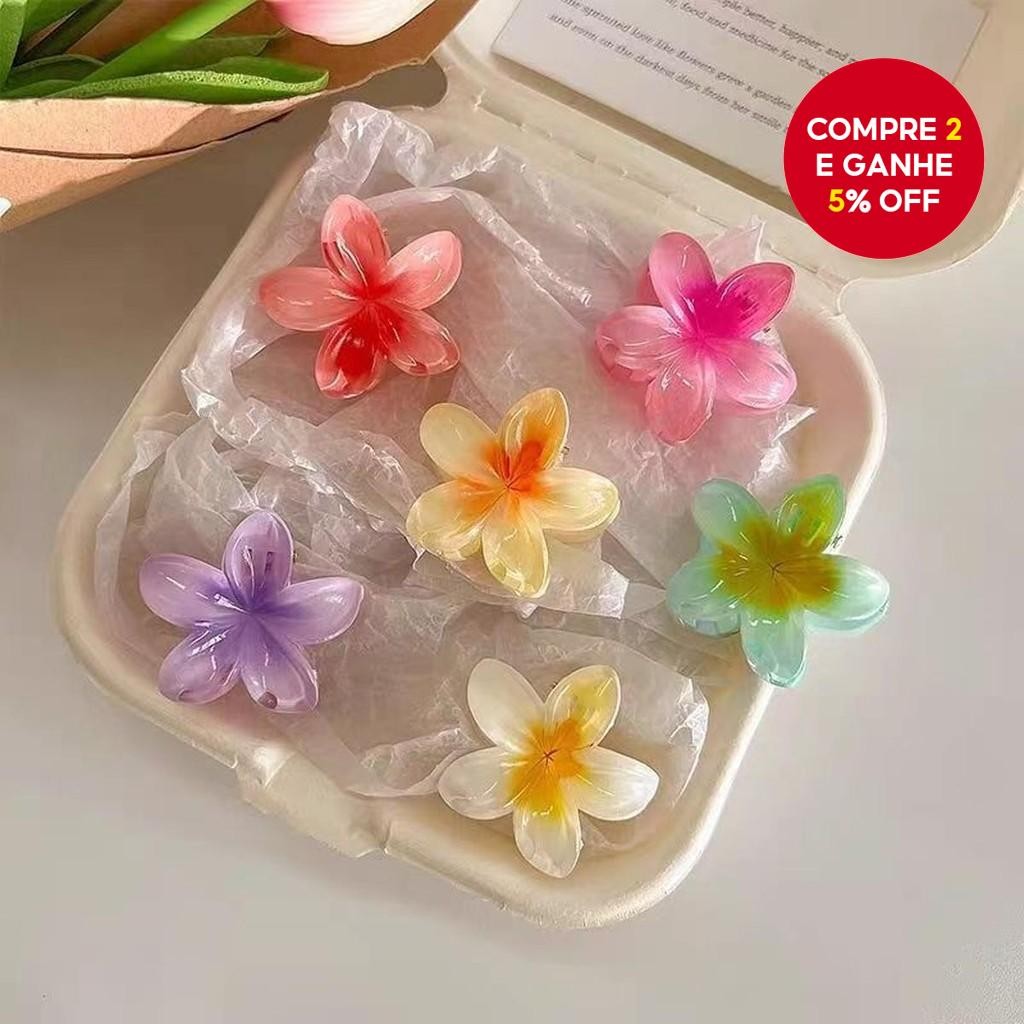 Conjunto De 6 Peças De Grampos De Cabelo Coreanos : Flor De Ovo E Garra De Caranguejo , Acessórios Gradiente Doce Para M