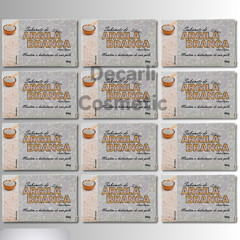 12 UN Sabonete Barra de Argila Branca 90g - Bionature