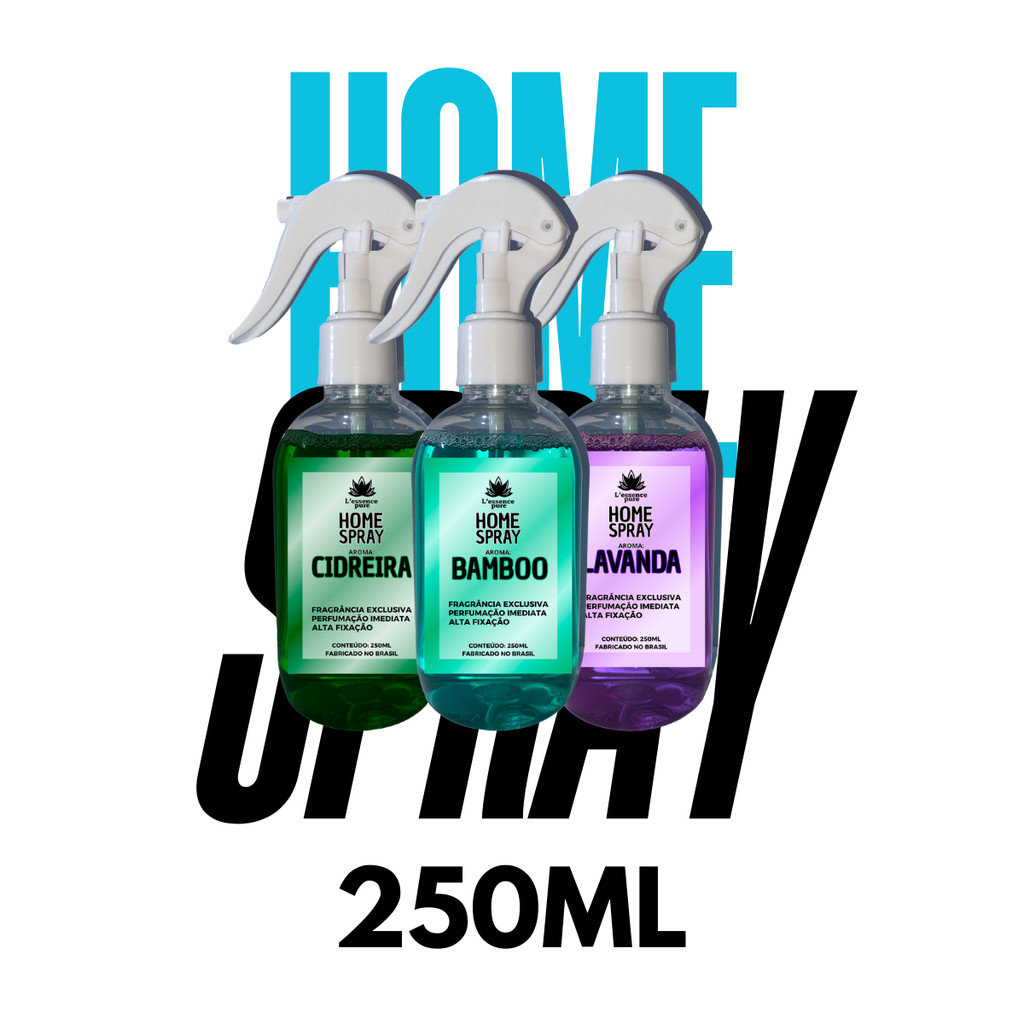 Imagem Kit 3 Aromatizador de Ambientes 250ml – Home Spray Cheiro para Casa Relaxante / Bamboo, Cidreira, Lavanda