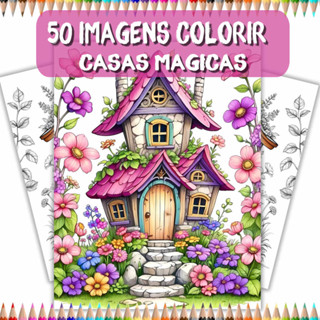 Livro de Colorir Adulto Antiestresse Casas Mágicas | 54 Páginas A4 | Arteterapia Relaxamento COL030 em Oferta na Shopee