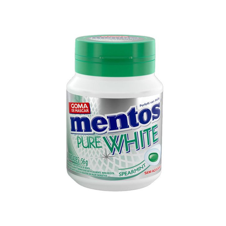 Goma De Mascar Pure White Sem Açúcar Menta Verde Mentos 56g em Oferta na Shopee