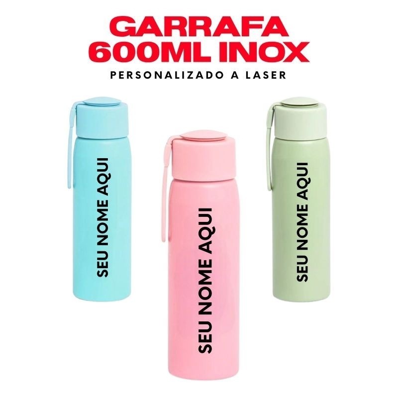 10 Garrafa 600ml Com Alça Para Transporte, Personalizada , Logo Nome E Profissões