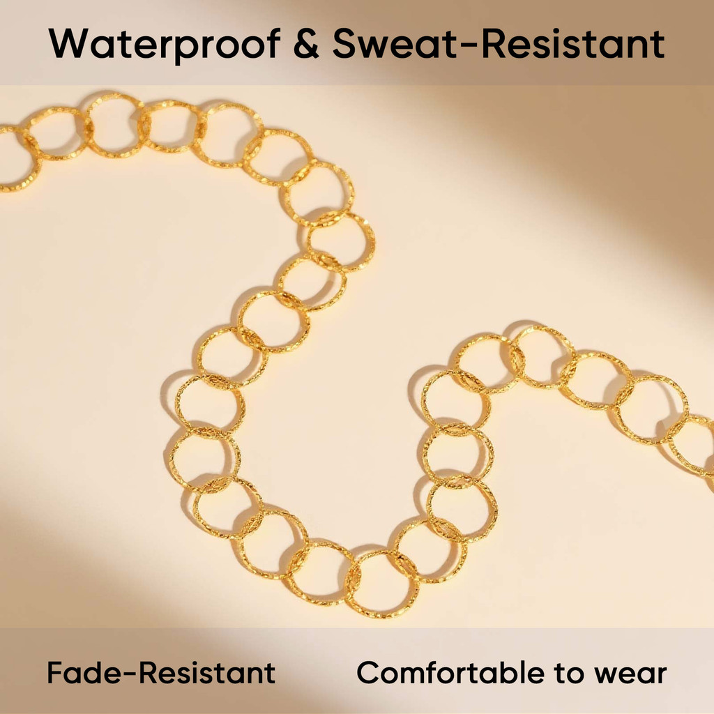 Vnox Ouro Grande Círculo Entrelaçado Pulseira Colar Conjunto Para Mulheres Meninas , Aço Inoxidável Não Manchar Jóias Pr — imagem 2 de 2