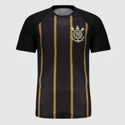 Camisa Corinthians Logo Preta e Dourada