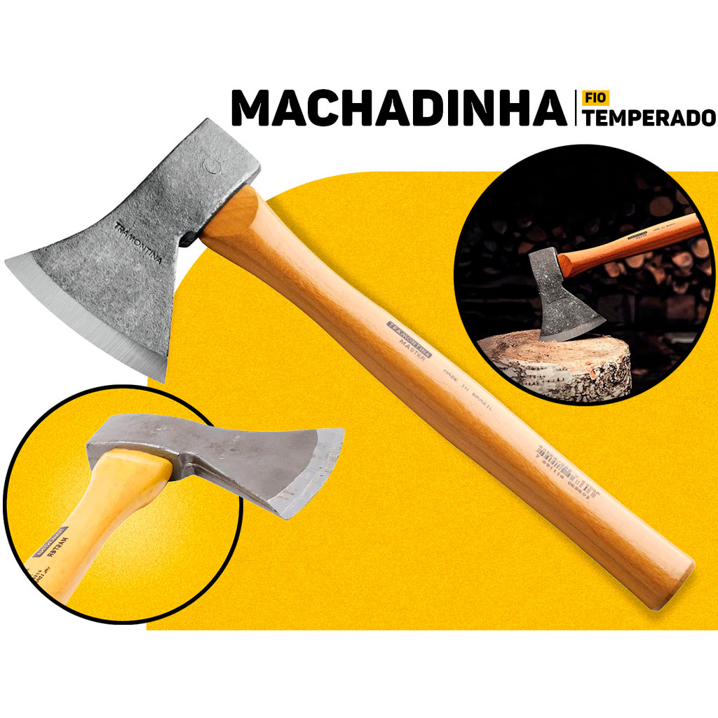Machado 600g Tramontina Com Cabo Madeira Ferramenta Robusta P/ Lenhador Carpintaria Corte De Madeira	