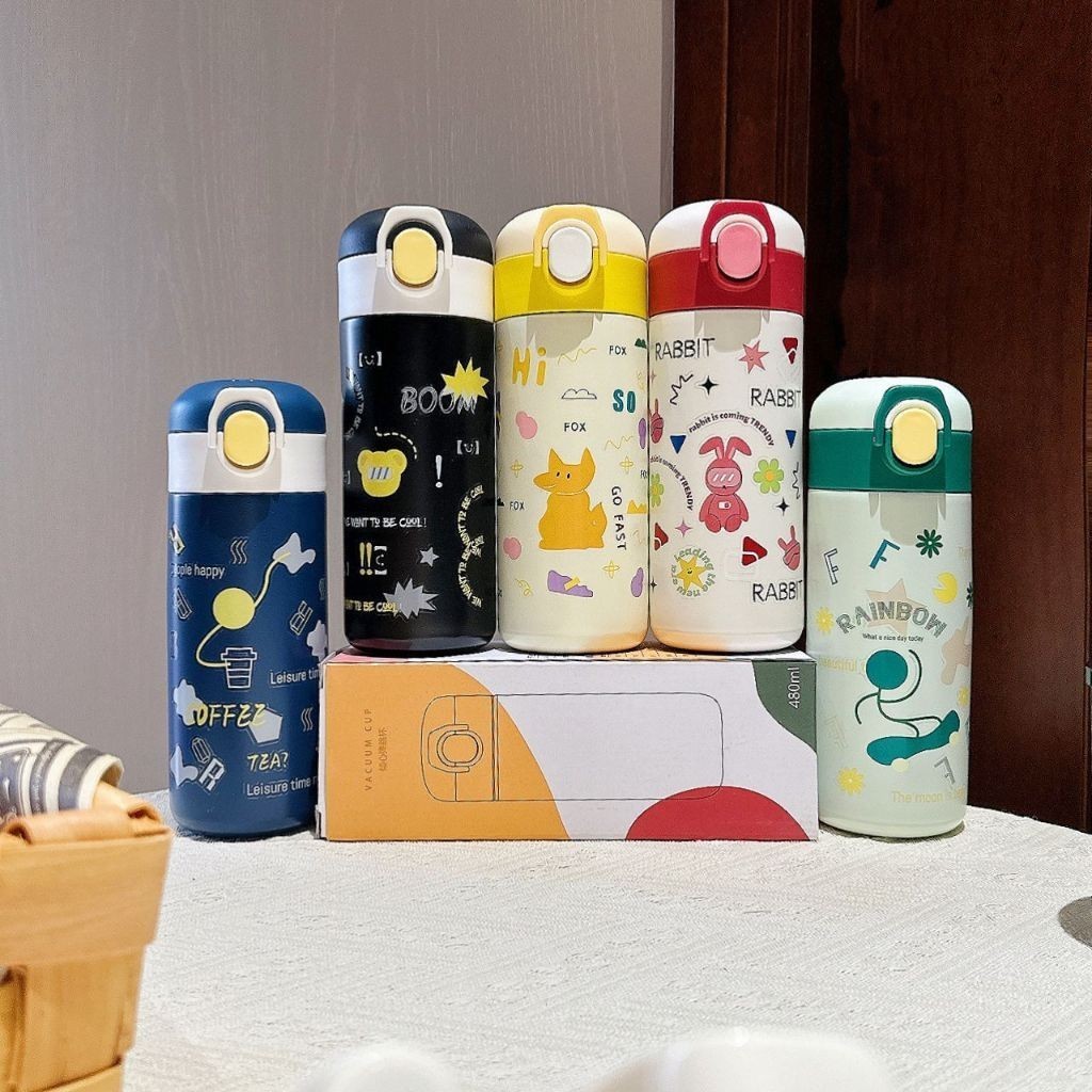 Garrafinha Squeeze Térmica Kids Infantil Escolar Aço Inox de Bico 480ML em Oferta na Shopee