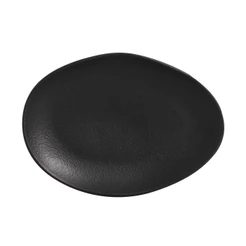 Conjunto com 6 Pratos de Sobremesa Oval Orgânico Preto Matte 22,5x16,5x2,5cm